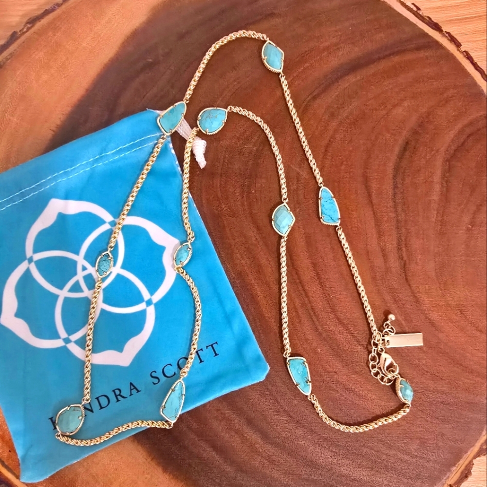 *Rare* Kendra Scott Station Necklace Turquoise Gold